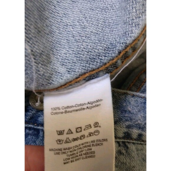 Free People Denim Jacket Trucker Grunge Distress Oversize 90s Womens Size Small - Picture 10 of 11